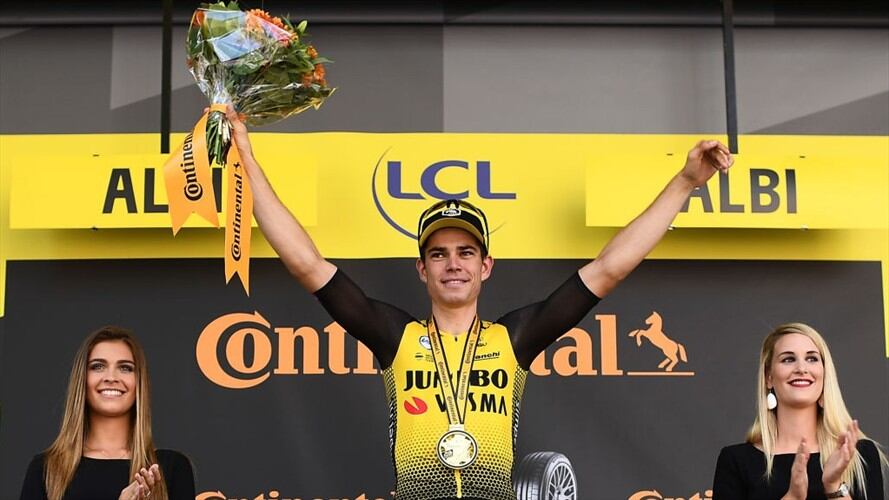 El belga Wout van Aert (Jumbo-Visma) se adjudicó este lunes en Albi la 10ª etapa del Tour de Francia. Foto: Getty Images