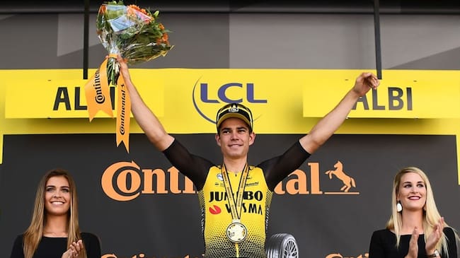 El belga Wout van Aert (Jumbo-Visma) se adjudicó este lunes en Albi la 10ª etapa del Tour de Francia. Foto: Getty Images