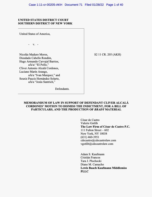General Cliver Alcalá alega que la CIA estaba al tanto del intento de derrocar a Maduro