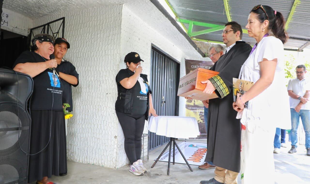 Entrega de restos de reclutado por la Farc. Foto: Cortesía: JEP
