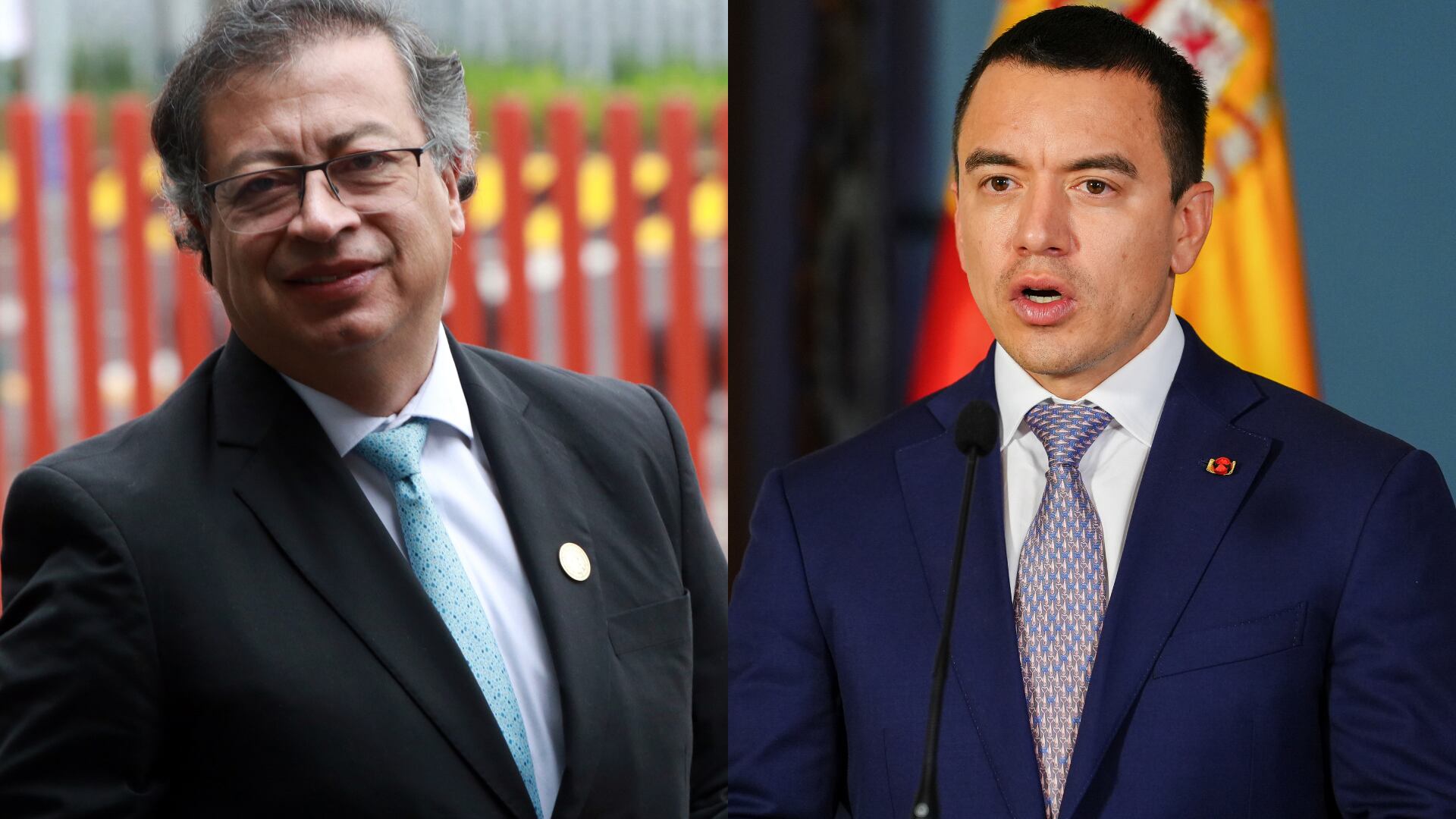 Gustavo Petro, presidente de Colombia y Daniel Noboa, presidente de Ecuador. Foto: Jose Luis Torales/NurPhoto via Getty Images/ Francisco J. Olmo/Europa Press via Getty Images