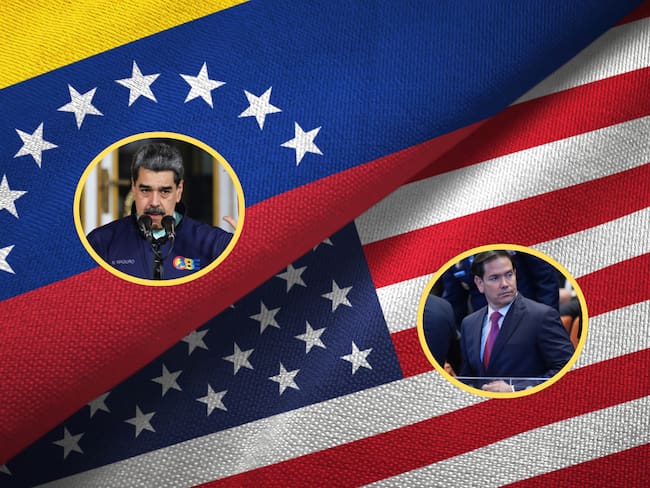 Nicolás Maduro. Foto: Jesus VargasMarco Rubio. Foto: Evan Vucci
Venezuela y EE.UU. Foto: Getty Images.