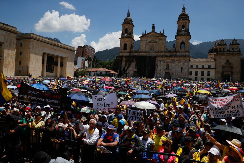 Manifestaciones en Bogotá. Foto: Getty Images.