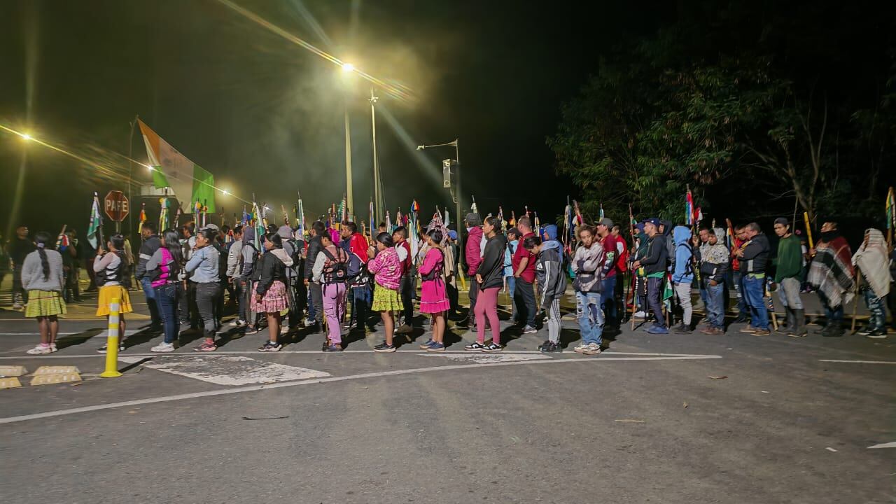 La minga indígena se estableció en la carretera desde el pasado 26 de mayo. Foto suministrada.