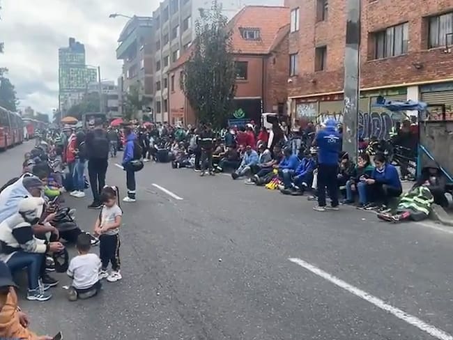 Recicladores protestan en Bogotá. Foto: W Radio