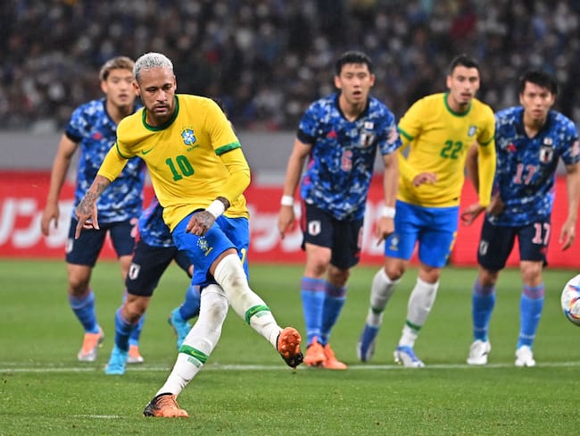 Neymar de Brasil ante la selección de Japón. (Photo by Kenta Harada/Getty Images)