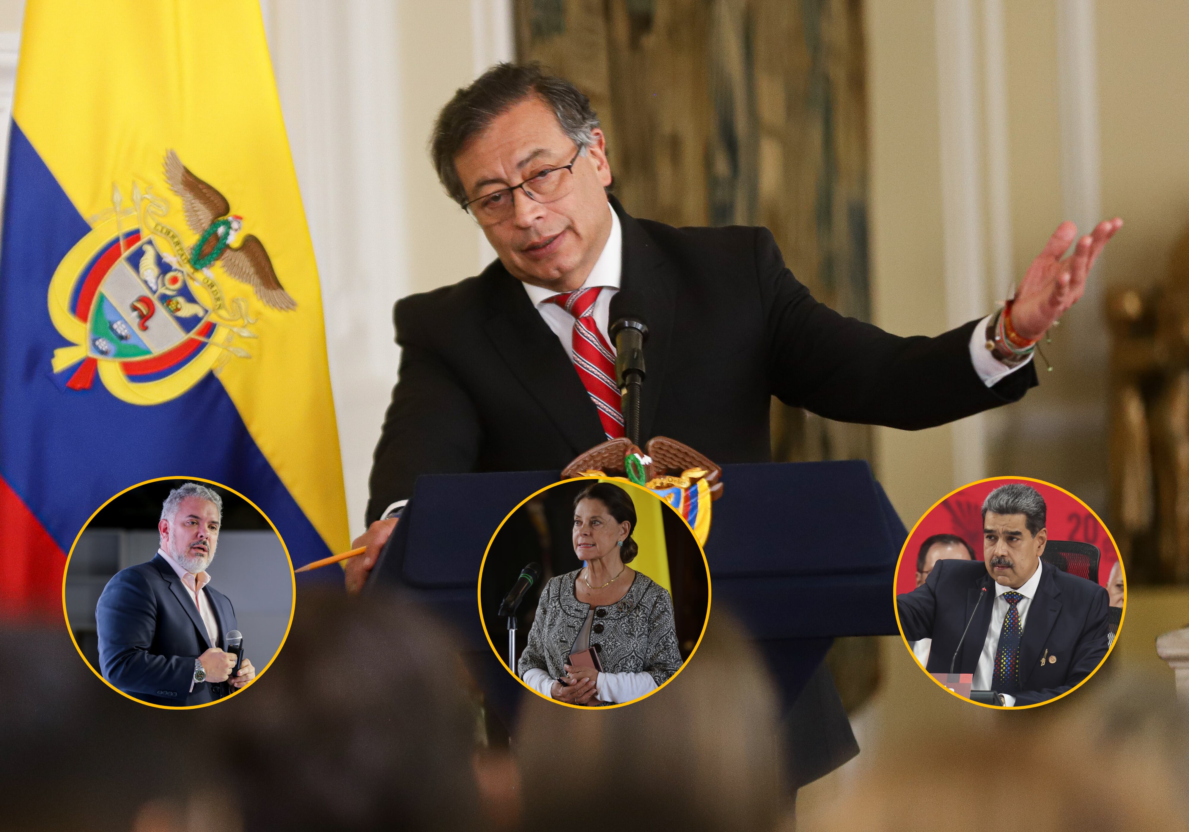 El presidente de Colombia, Gustavo Petro (Colprensa - Lina Gasca); el expresidente Iván Duque (Colprensa - Mariano Vimos); la exvicepresidenta Marta Lucía Ramírez (Colprensa - Álvaro Tavera), y el presidente de Venezuela, Nicolás Maduro (Pedro Rances Mattey/Anadolu vía Getty Images)