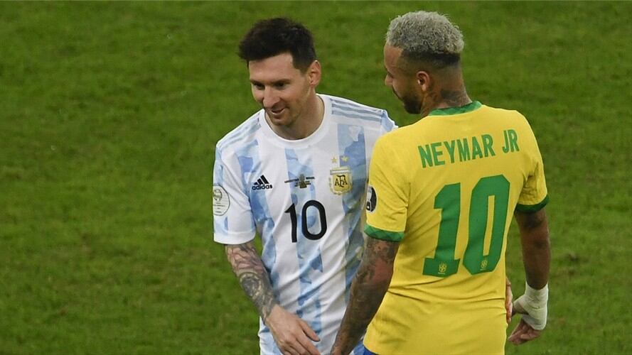 Lionel Messi y Neymar Jr en la final de la Copa América 2021. Foto: MAURO PIMENTEL/AFP via Getty Images
