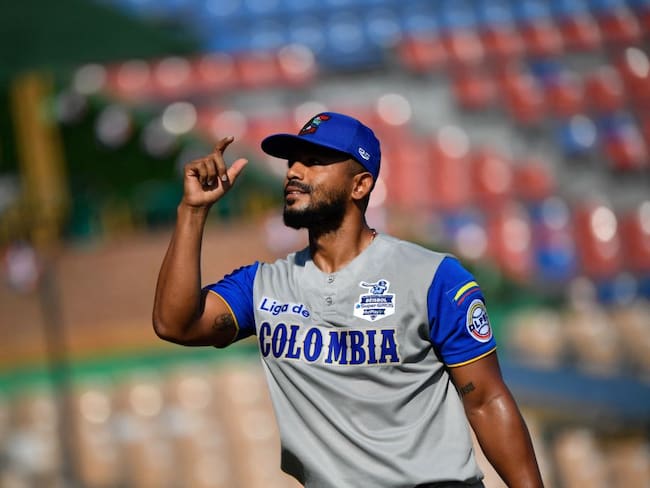 Colombia&#039;s starting pitcher Porfirio Lopez reacts during the Caribbean Series baseball match against Mexico at the Quisqueya Juan Marichal stadium in Santo Domingo, on January 30, 2022. (Photo by Federico PARRA / AFP) (Photo by FEDERICO PARRA/AFP via Getty Images)