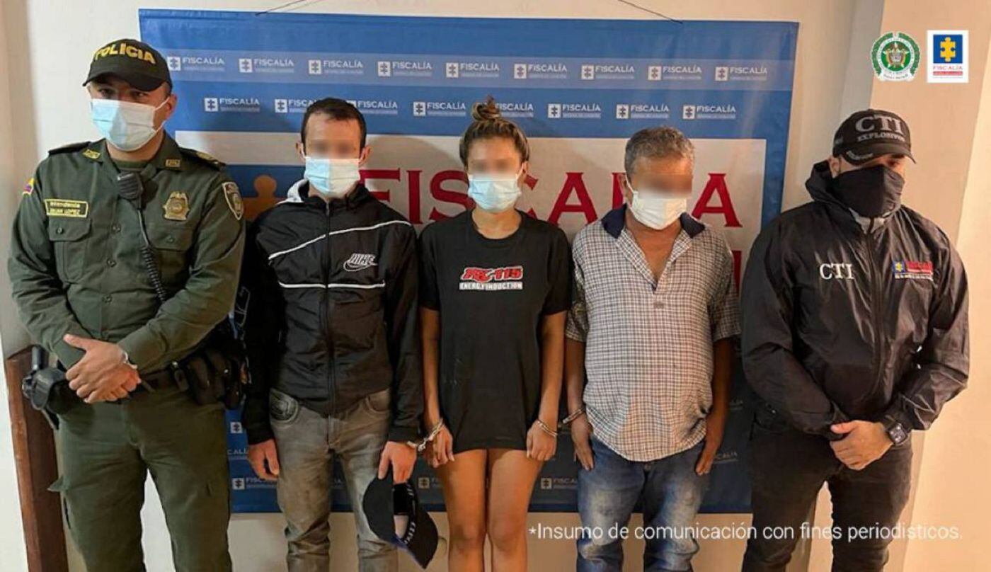 Capturados en Supía al parecer por inducir a una menor a la prostitución. Crédito: Fiscalía Seccional Caldas.