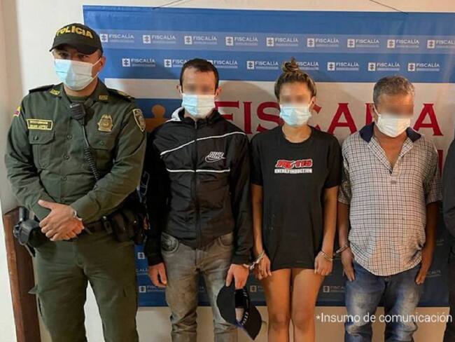 Capturados en Supía al parecer por inducir a una menor a la prostitución. Crédito: Fiscalía Seccional Caldas.