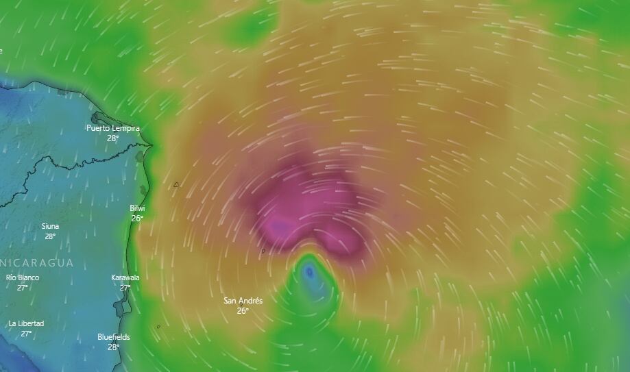 Tormenta Julia. Foto: Captura de pantalla Windy