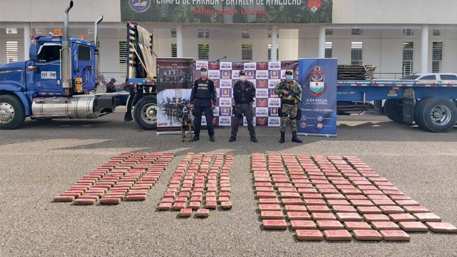 Incautan 200 kilos de cocaína propiedad del ‘Clan del Golfo’ en Santa Marta. Foto: Gaula