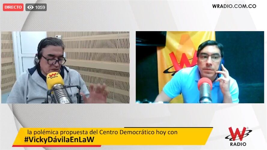 Hernán Prada y Gustavo Bolívar debatieron sobre la polémica propuesta del Centro Democrático que busca cambiar decisiones de la Corte Constitucional vía referendo.. Foto: W Radio