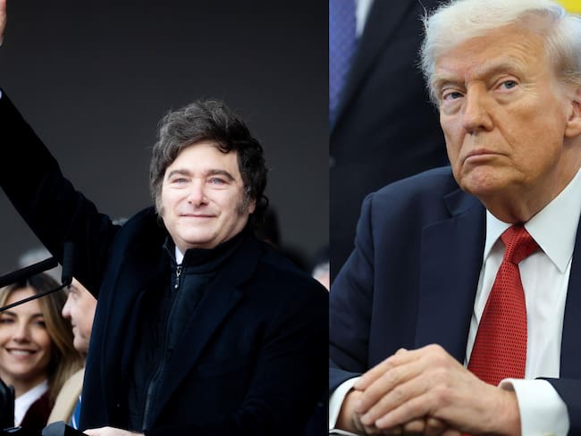 El presidente Javier Milei y el presidente Donald Trump. FOTOS: Getty Images