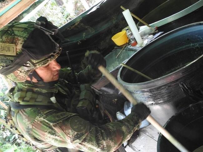 Ejército Nacional desmanteló laboratorio para la producción de cocaína. Foto: Colprensa