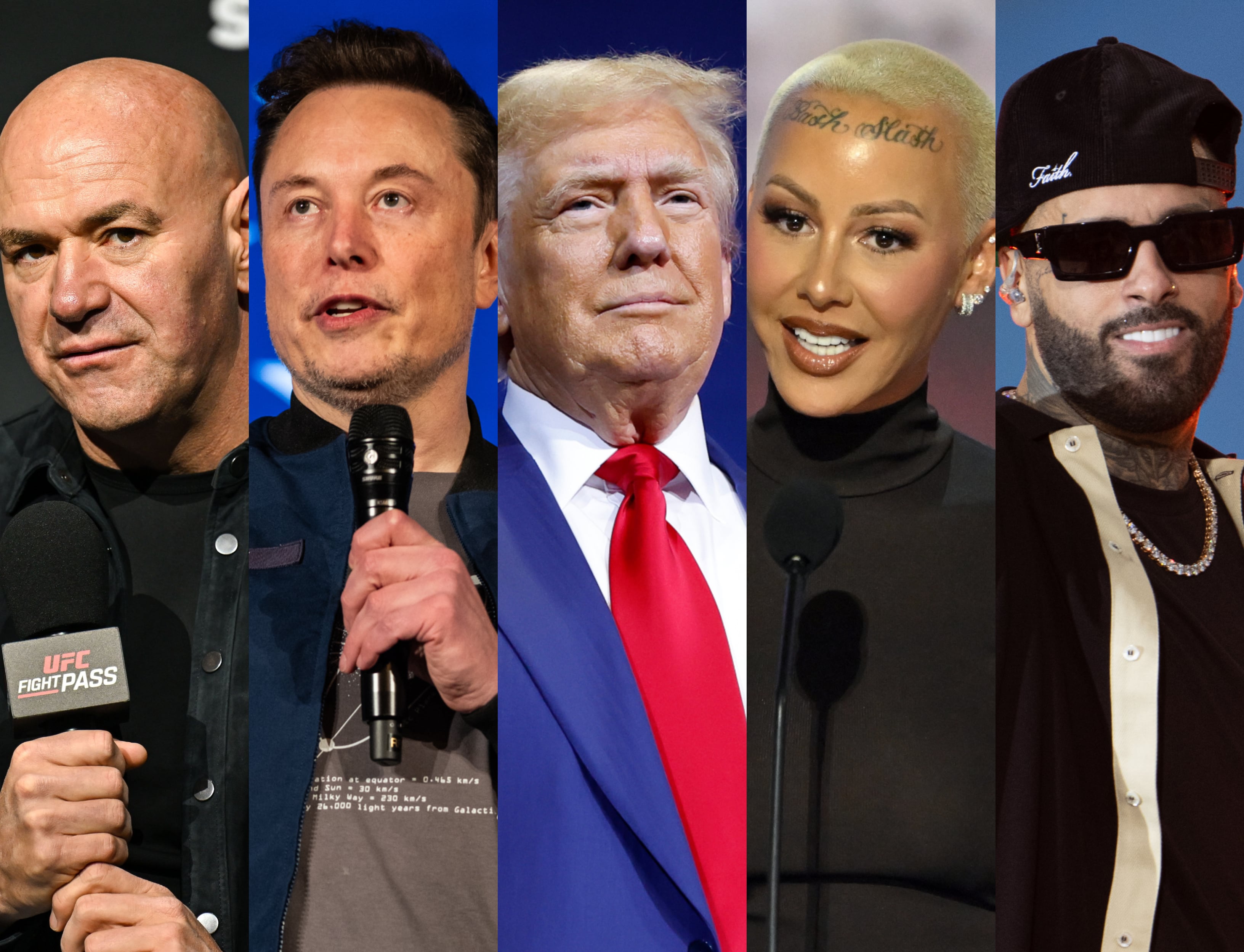 Dana White, Elon Musk, Donald Trump, Amber Rose y Nicky Jam | Fotos: GettyImages