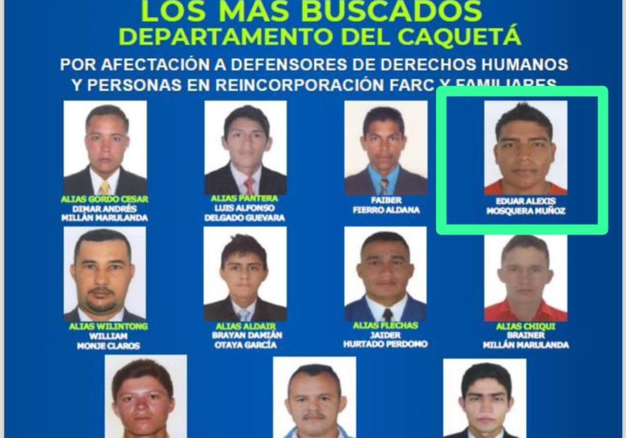 Los más buscados de Caquetá. Foto: Suministrada