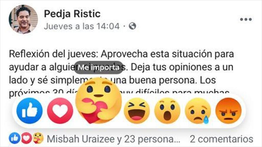 Se trata de la reacción "Me importa" que busca aumentar el apoyo de los usuarios en redes sociales.. Foto: Cortesía