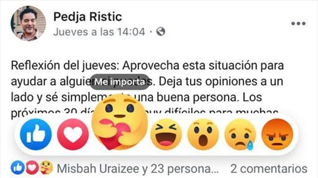 Se trata de la reacción "Me importa" que busca aumentar el apoyo de los usuarios en redes sociales.. Foto: Cortesía