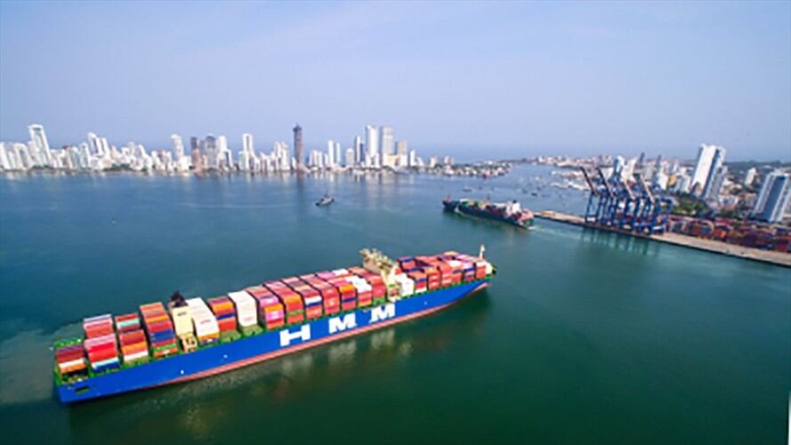 Llega Hyundai Hope, el portacontenedores más grande que ha arribado a Cartagena. Foto: Cortesía Puerto de Cartagena