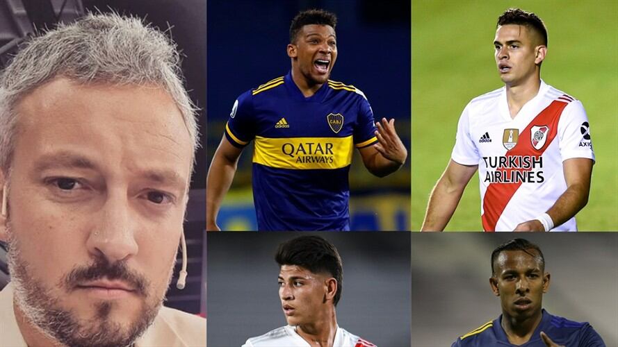 Pablo Carrozza, molesto por tanto colombiano en el Superclásico de Argentina entre Boca Juniors y River Plate. Foto: Instagram: @ pablocarrozza – Getty Images: Agustin Marcarian-Pool / Marcelo Endelli / Daniel Jayo