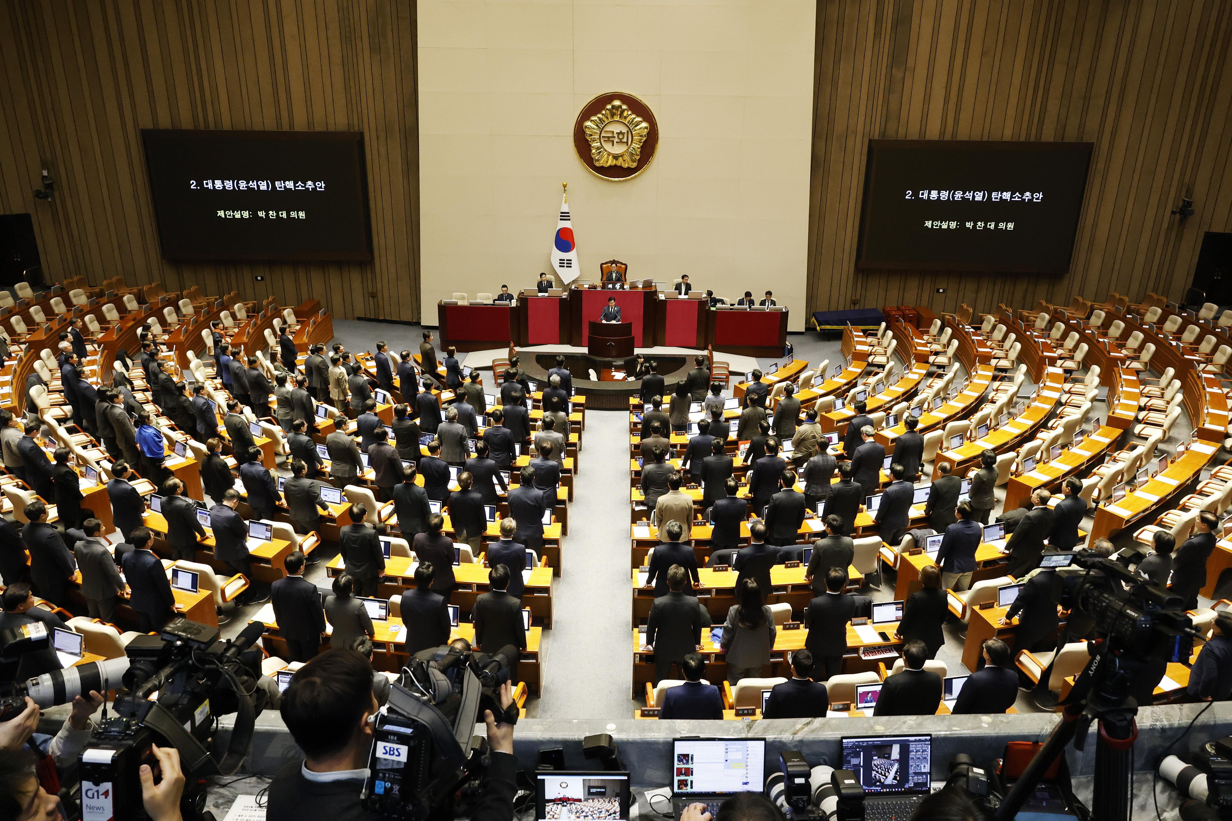 Asamblea Nacional de Corea del Sur en la votación para destituir al presidente Yoon Suk-Yeol. EFE/EPA/JEON HEON-KYUN