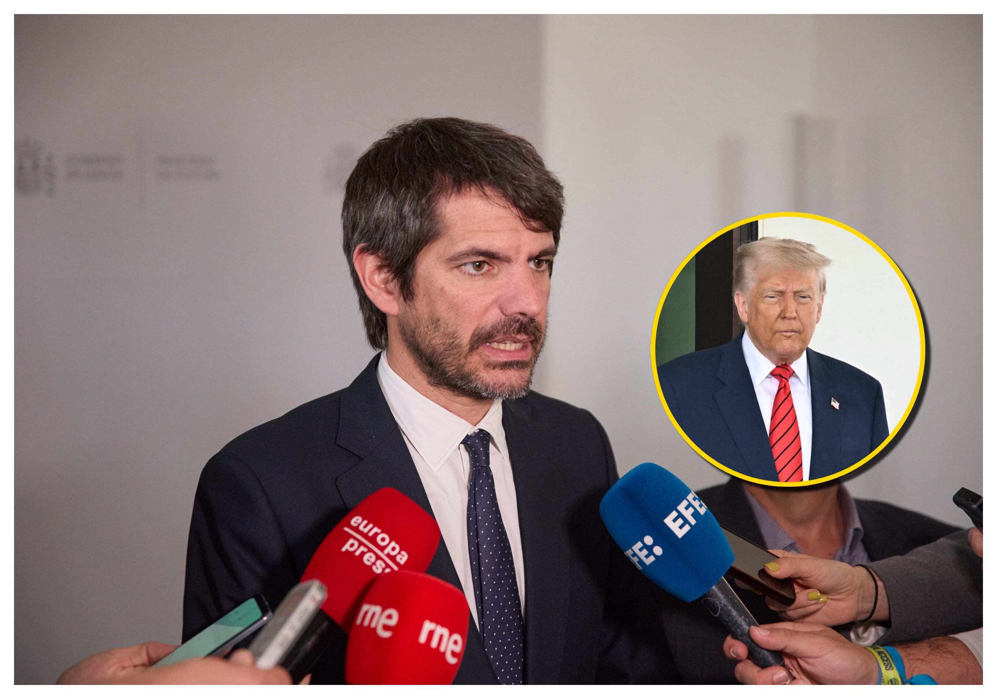 Ernest Urtasun y Donald Trump. Foto: Jesus Hellin/Europa Press/MANDEL NGAN/AFP via Getty Images.