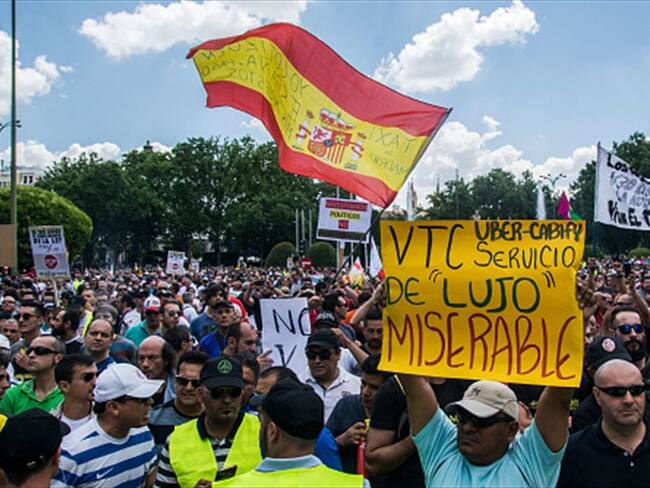 Taxistas en Madrid protestan contra Uber y Cabify. Foto: Getty Images