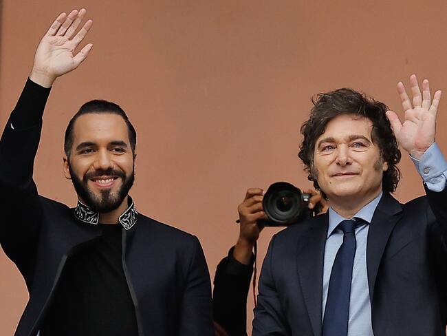 Nayib Bukele y Javier Milei. EFE/ Juan Ignacio Roncoroni.