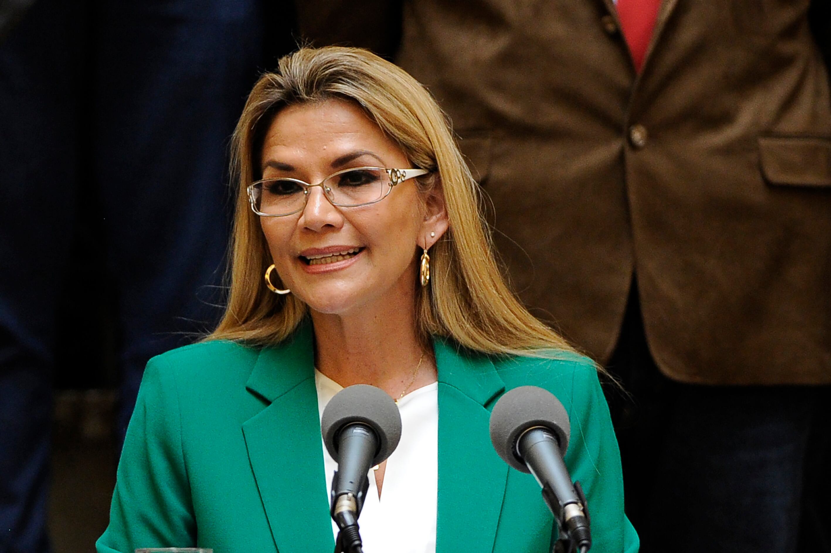Jeanine Añez en La Paz en enero de 2020. FOTO: JORGE BERNAL/AFP vía Getty Images