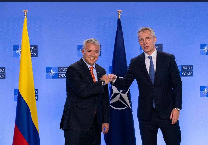 Seecretario de la OTAN, Jens Stoltenberg y el presidente Iván Duque en Bruselas. Foto: Presidencia.