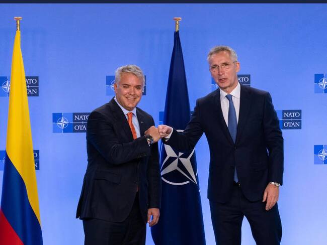 Seecretario de la OTAN, Jens Stoltenberg y el presidente Iván Duque en Bruselas. Foto: Presidencia.