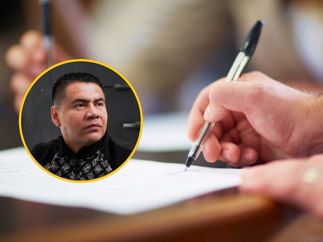 Imagen de referencia de firma de decreto (Getty Images) / Alias 'Pipe Tuluá' (W Radio)