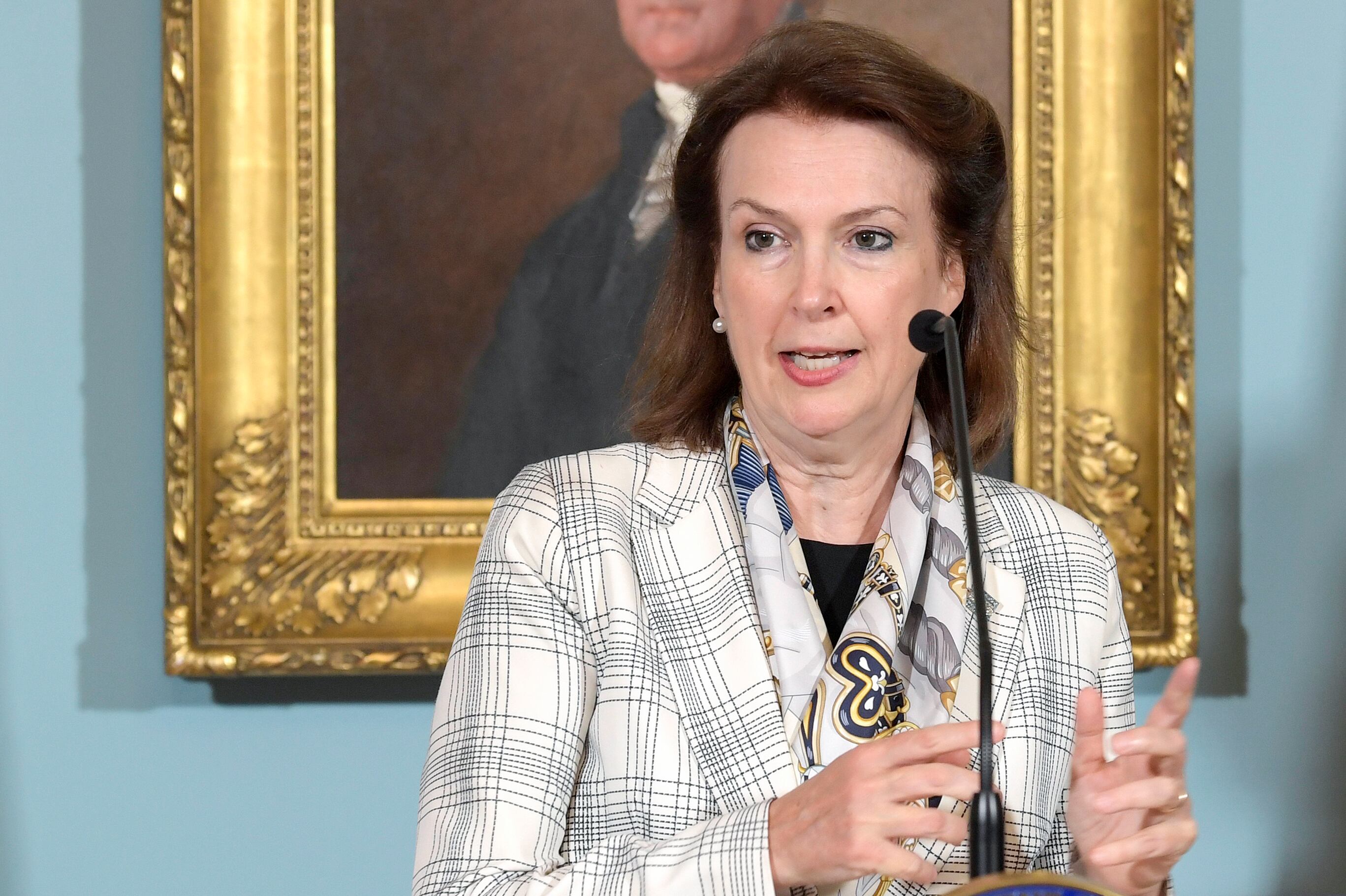 Ministra de Relaciones Exteriores, Comercio Internacional y Culto de Argentina, Dina Mondino. Foto: EFE/ Lenin Nolly