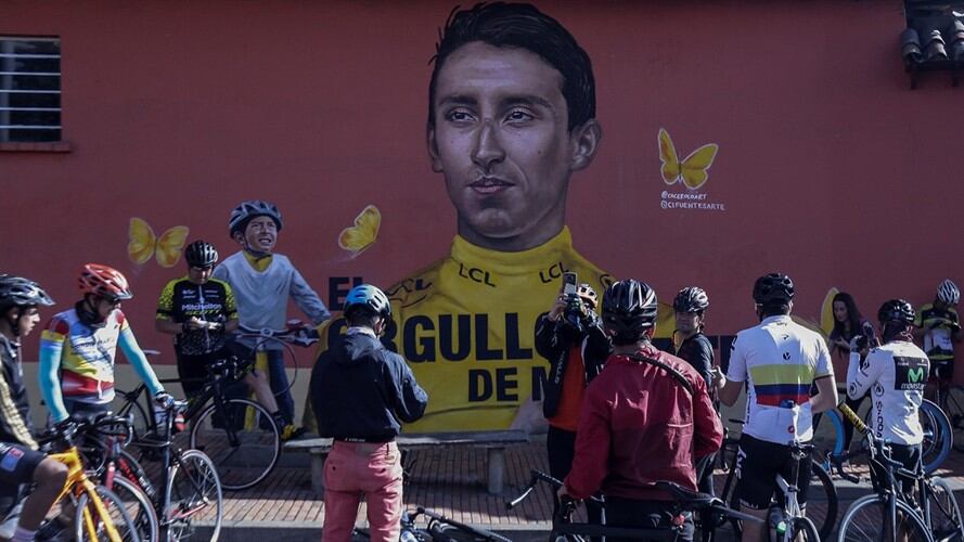 Grafitti en honor a Egan Bernal. Foto: Colprensa