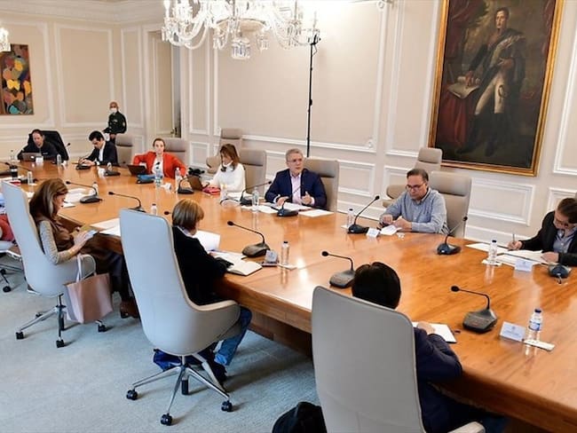 El presidente, Iván Duque y los ministros, explicaron las medidas que regirán durante los 19 días de aislamiento.. Foto: Colprensa
