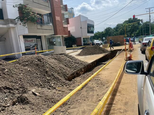 Obra de intervención de acueducto en la calle 15 con la Av. Libertadores, en Cúcuta.