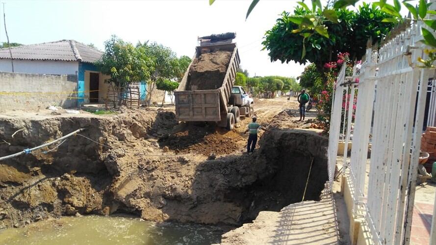 Según el Fondo Adaptación, Valorcon S.A tenía la responsabilidad de rehabilitar y reconstruir el alcantarillado de este municipio que resultó afectado por la ola invernal 2010-2011. Foto: Fondo Adaptación
