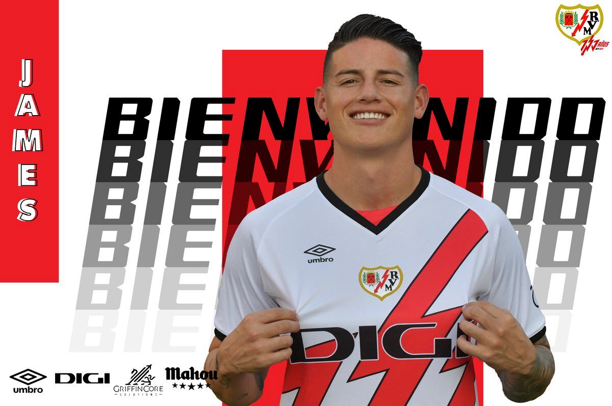 James Rodríguez, nuevo jugador del Rayo Vallecano. Foto: X @RayoVallecano
