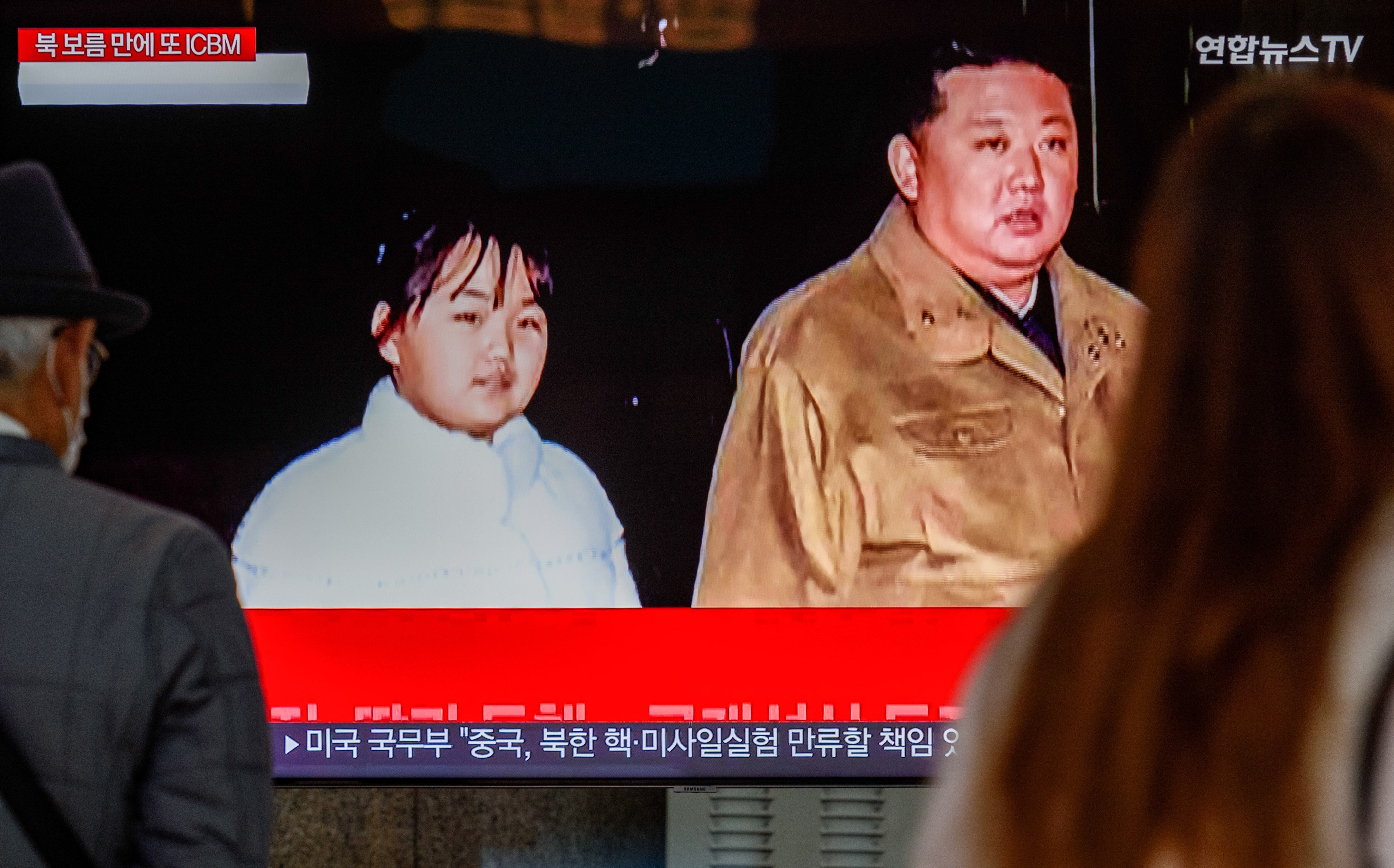 Kim Jong Un and his daughter Kim Chu-ae.