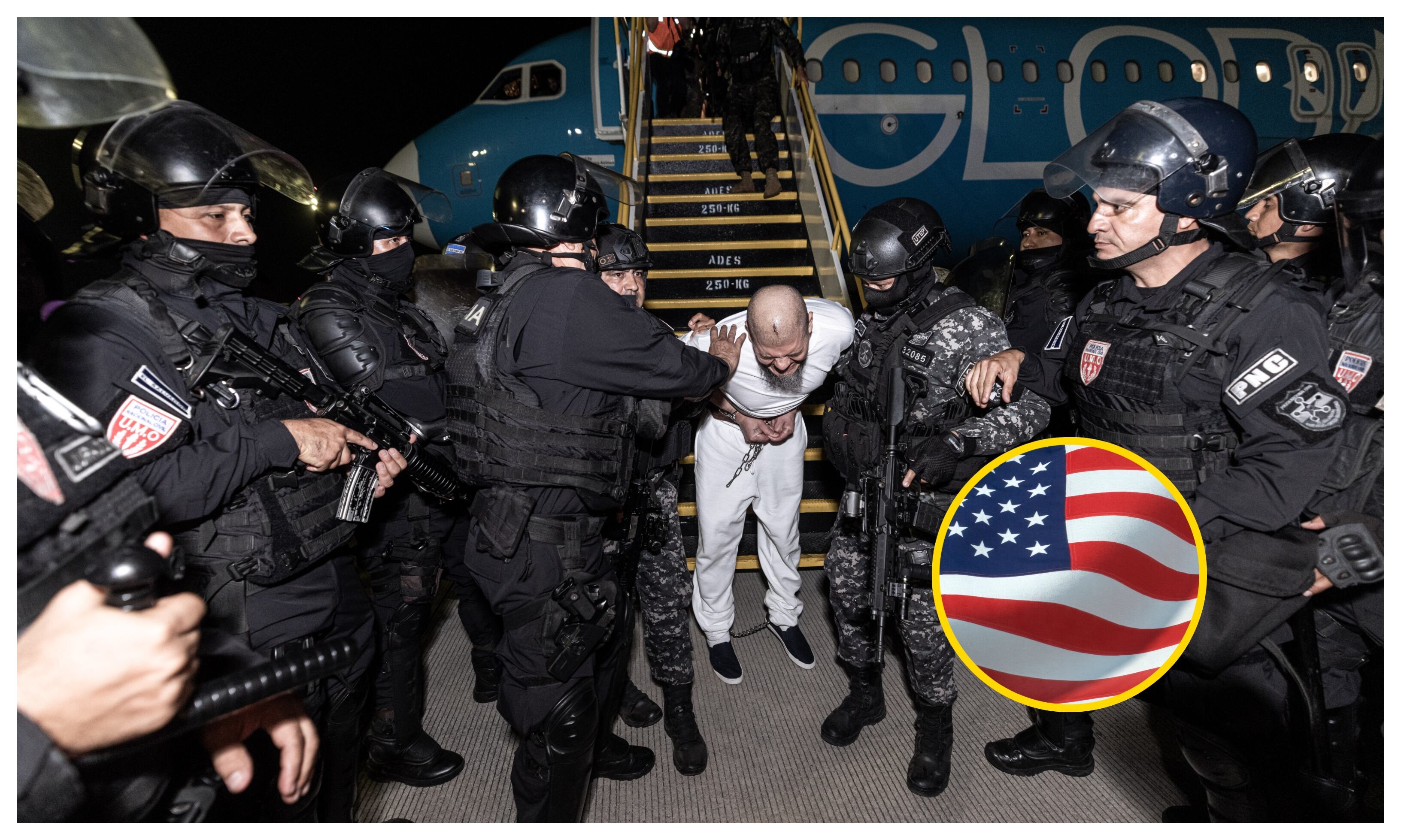 Captura a supuestos miembros del Tren de Aragua. Foto: El Salvador Presidency / Handout/Anadolu via Getty Images