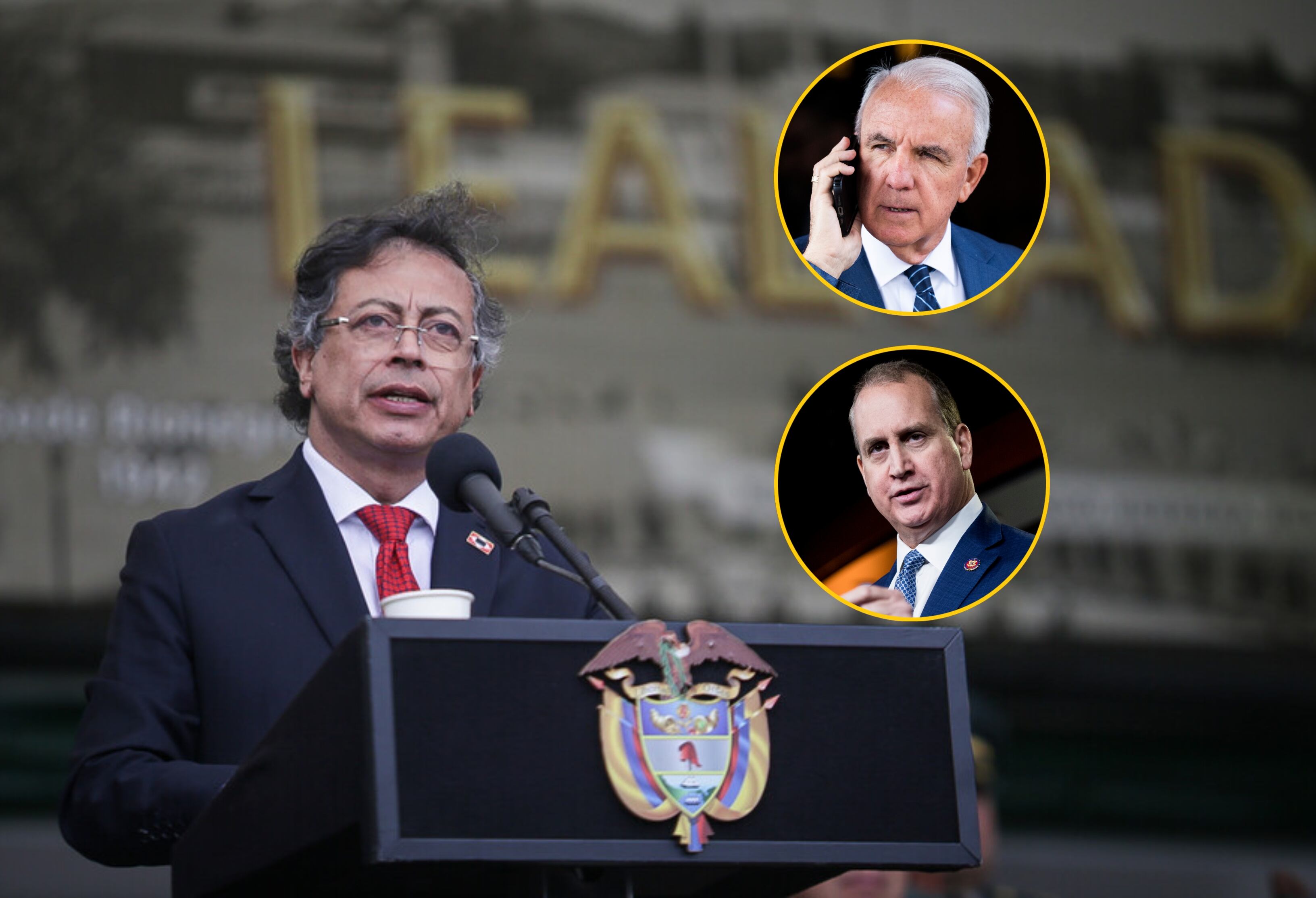 Presidente Gustavo Petro y congresistas Carlos Giménez y Mario Díaz-Balart. Fotos:  Colprensa // Tom Williams/CQ-Roll Call, Inc via Getty Images // Bill Clark/CQ-Roll Call, Inc via Getty Images