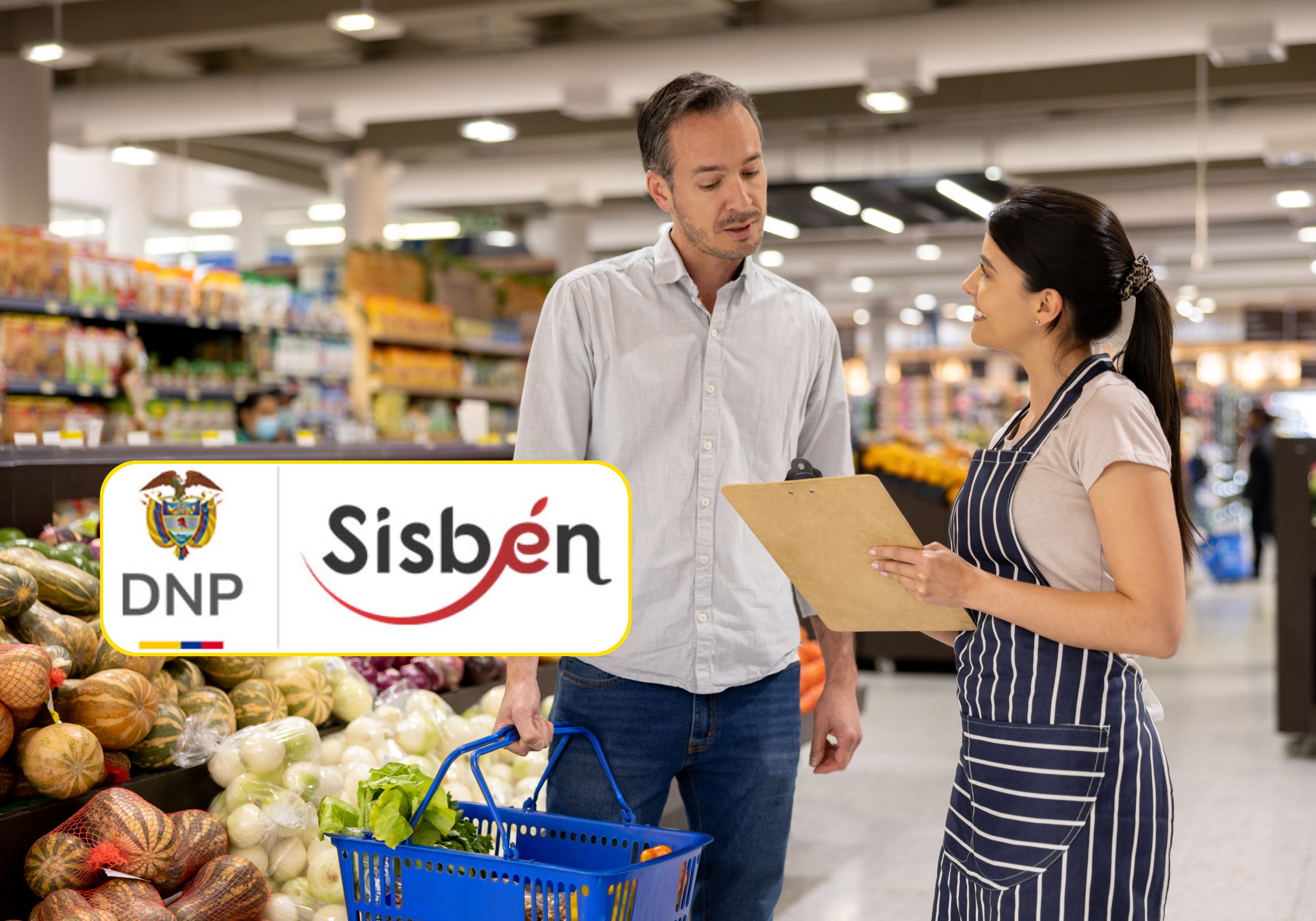 Imagen de referencia de una encuesta (Hispanolistic/Getty Images) con el logo del Sisbén (página oficial del DNP)