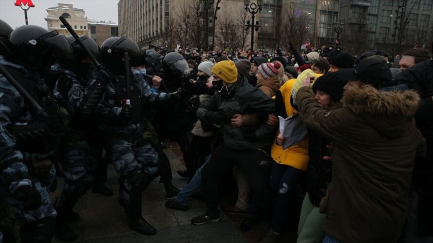 Manifestaciones en Moscú para exigir liberación de Alexéi Navalni. Foto: Getty Images