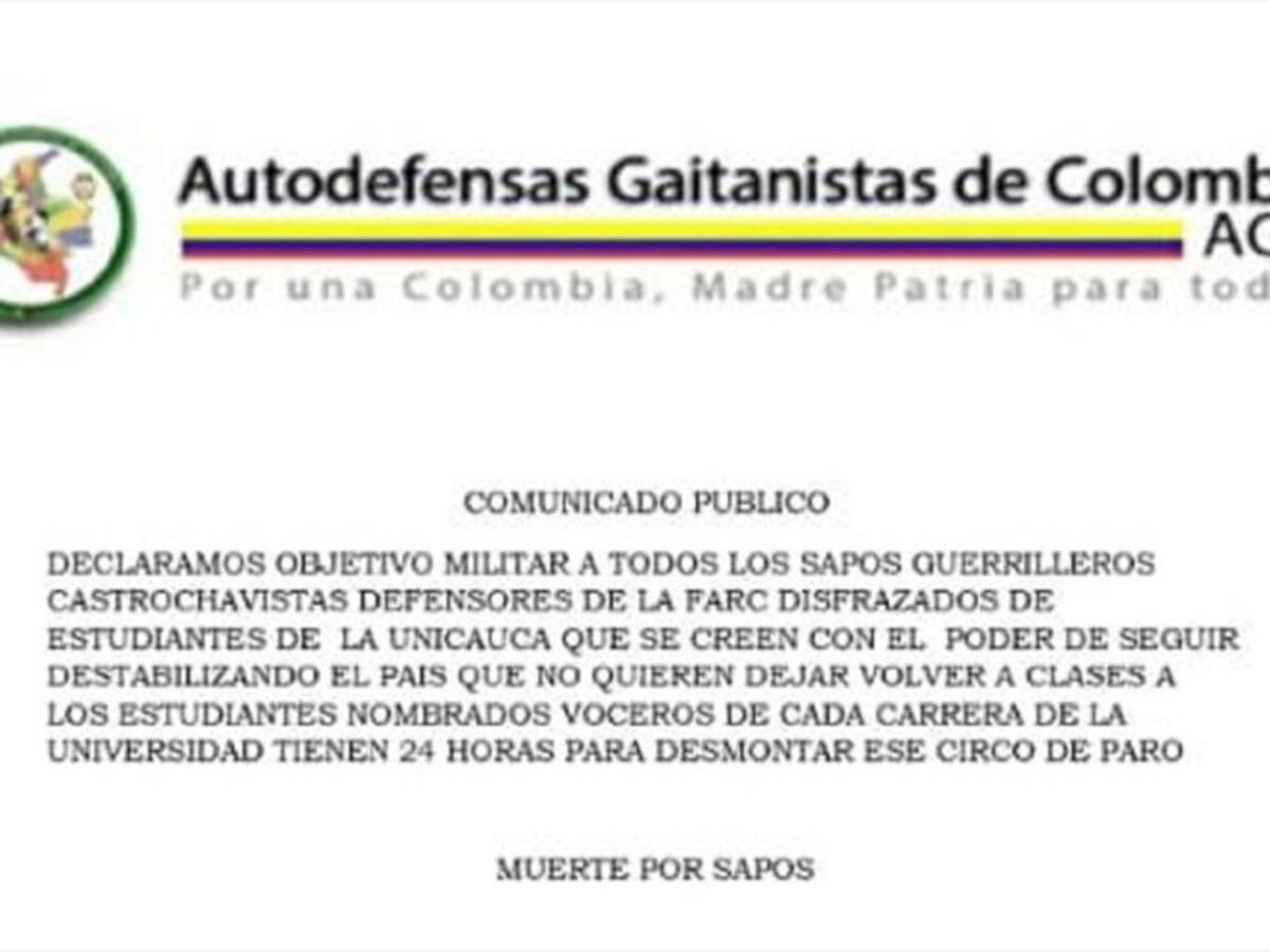 Preocupación por amenazas contra líderes estudiantiles en Popayán