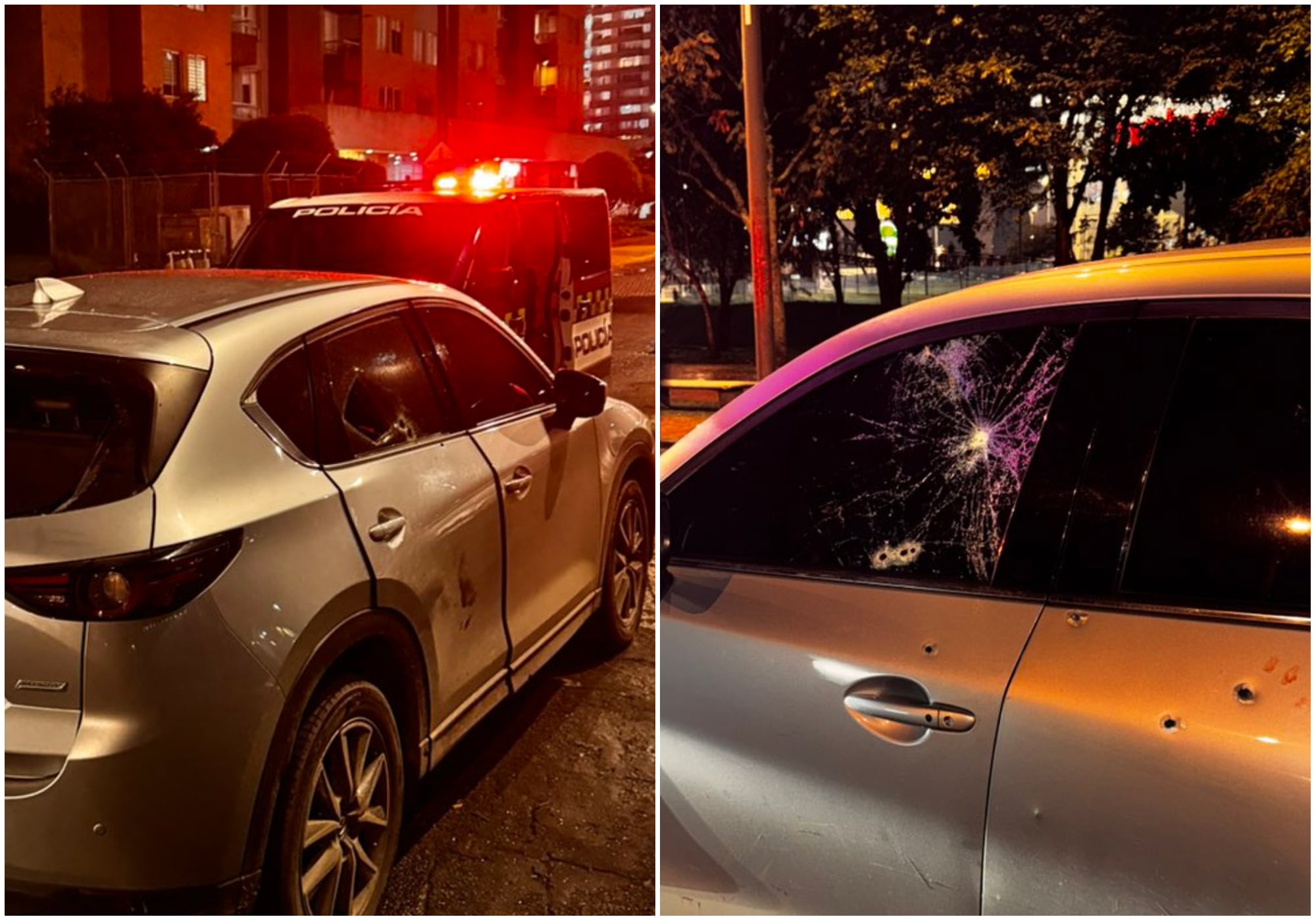 Balacera en el norte de Bogotá: delincuentes robaron maletas y dispararon contra un carro. Foto: Tomada del perfil de X @Melquisedec70