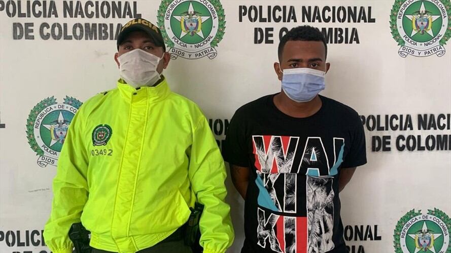 Darwin Giovanni Guerrero Puello, alias ‘Chino Yaki’, fue capturado en Sahagún, Córdoba. Foto: Cortesía Policía Metropolitana de Cartagena.
