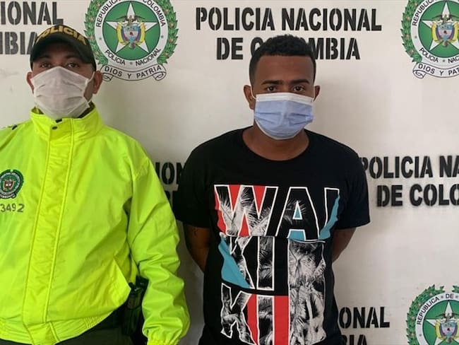 Darwin Giovanni Guerrero Puello, alias ‘Chino Yaki’, fue capturado en Sahagún, Córdoba. Foto: Cortesía Policía Metropolitana de Cartagena.