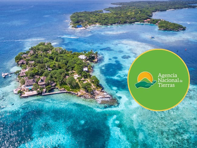 Logo de la ANT y las islas del Rosario (Foto vía Getty Images y de las redes sociales de la ANT)